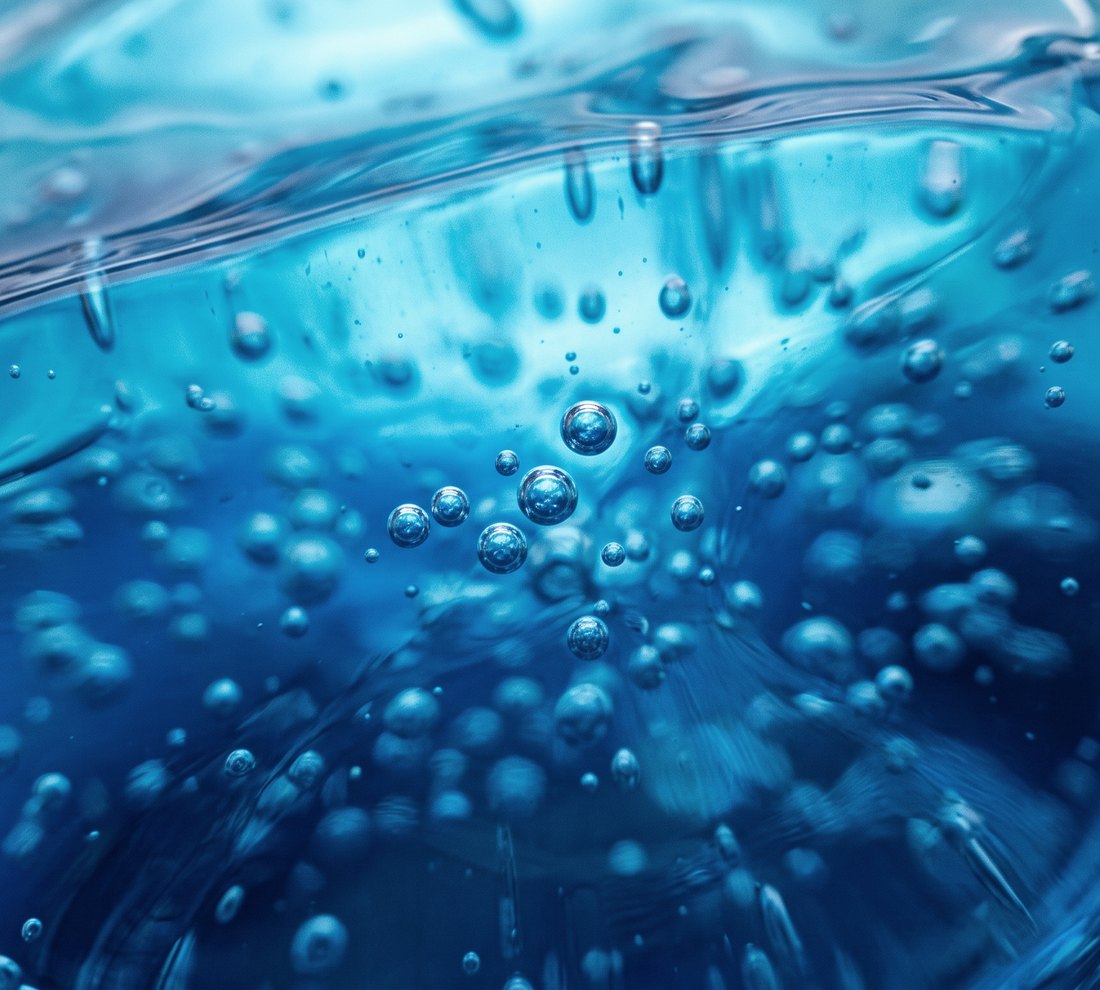 Close-up of the gel, bubbles suspended through it